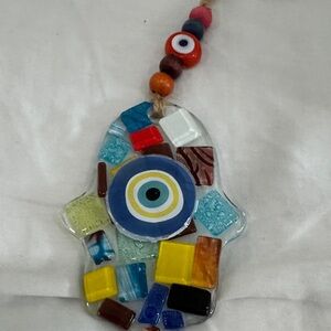 Multicolor Glass Hamsa Wall Hanging